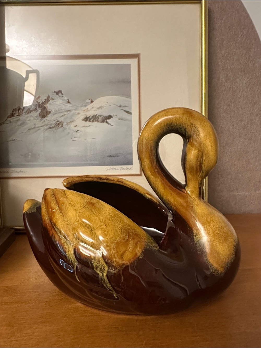 Vintage Blue Mountain Pottery Swan Planter